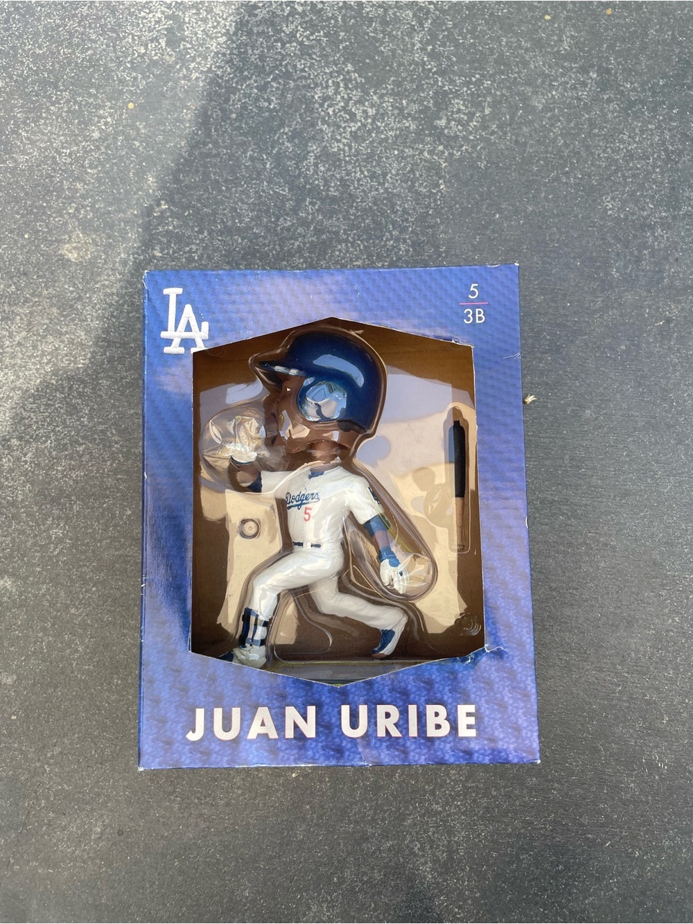 Los Angeles Dodgers Blue & White Baseball Player Figure (Juan Uribe bobble head)